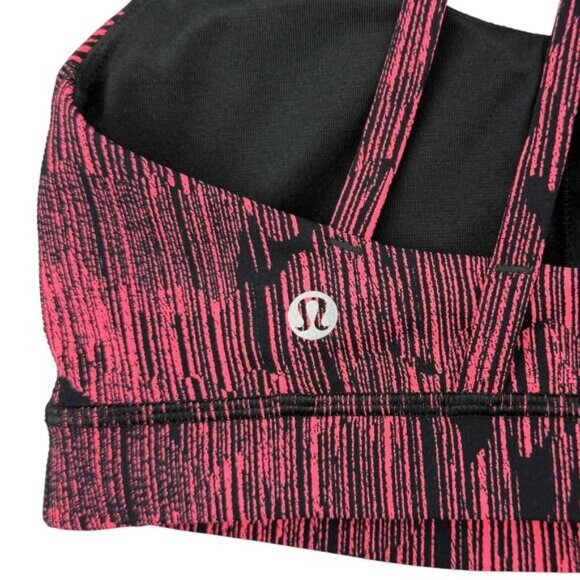 LULULEMON Energy Bra Size 4 Down Pour Electric Coral Black - Picture 5 of 6